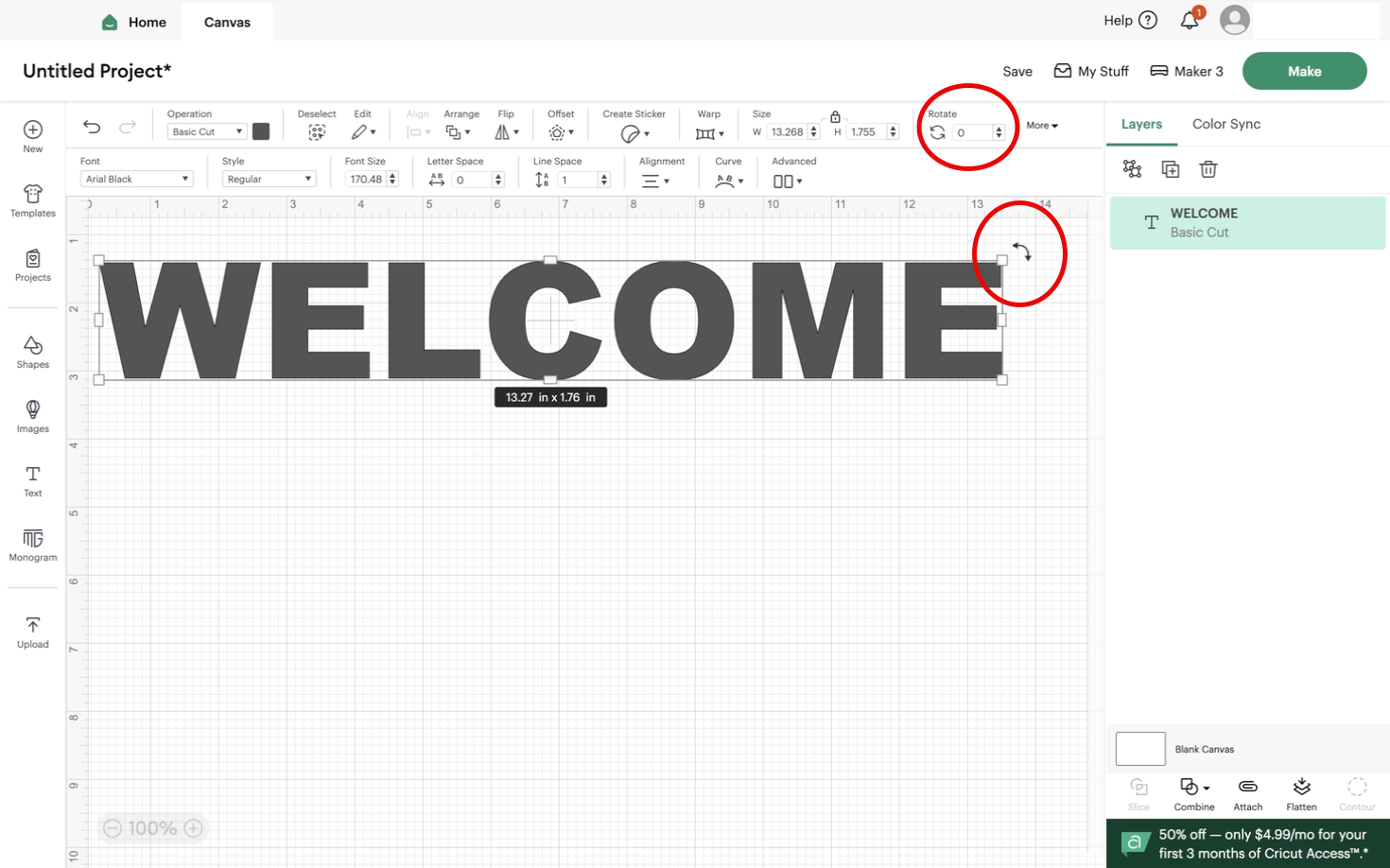 How to Rotate Text and Images in Cricut Design Space