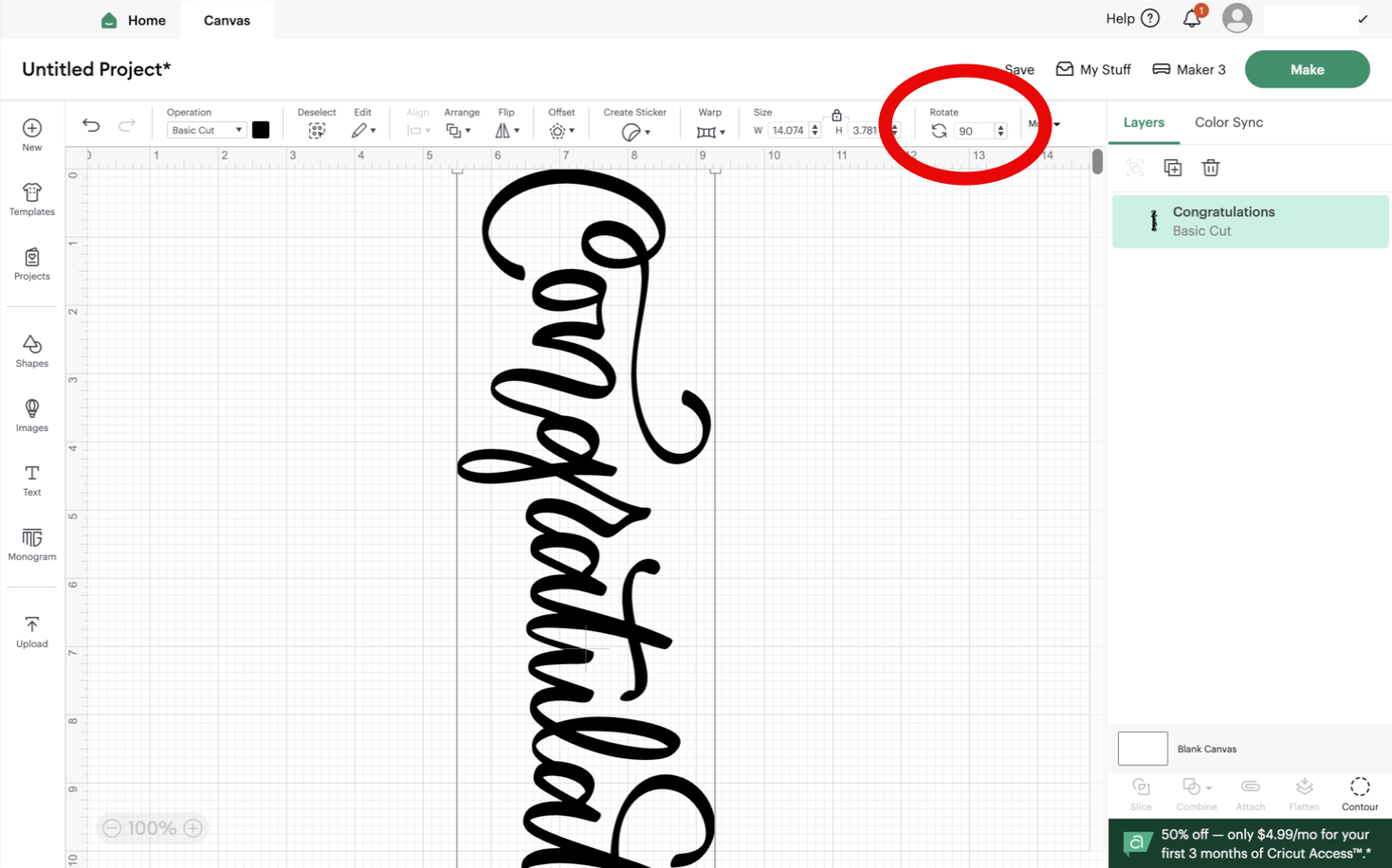 How to Rotate Text and Images in Cricut Design Space